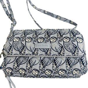 NWT Vera Bradley Grey Owl Print Performance Twill All in One Crossbody Purse